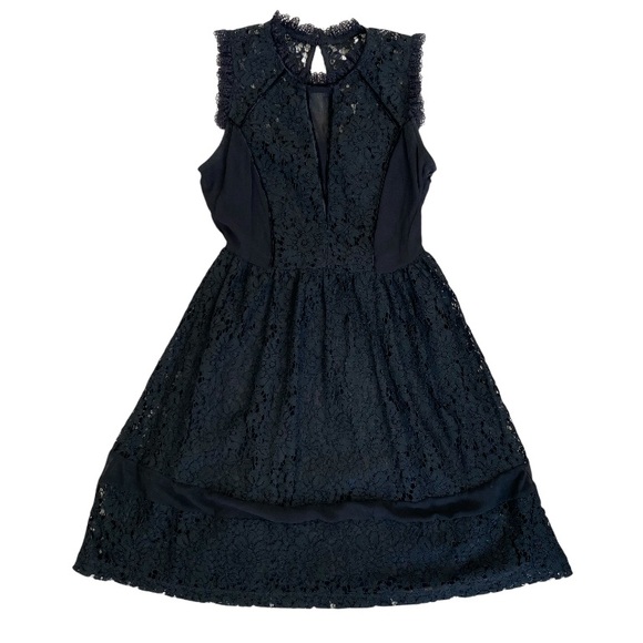 Dex Dresses & Skirts - DEX Black Eyelet with mesh paneling midi dress | Sz S Goth Wednesday Halloween